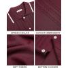 Alimens & Gentle Mens Knit Shirt Short Sleeve Button Down Shirt Textured Casual Summer Beach Polo Shirts(Burgundy)