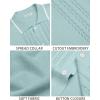Alimens & Gentle Mens Knit Shirt Short Sleeve Button Down Shirt Textured Casual Summer Beach Polo Shirts(Light Green)