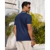 Alimens & Gentle Mens Knit Shirt Short Sleeve Button Down Shirt Textured Casual Summer Beach Polo Shirts(Navy Blue)