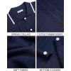 Alimens & Gentle Mens Knit Shirt Short Sleeve Button Down Shirt Textured Casual Summer Beach Polo Shirts(Navy Blue)