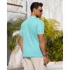 Alimens & Gentle Mens Knit Shirt Short Sleeve Button Down Shirt Textured Casual Summer Beach Polo Shirts(Teal)