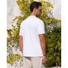 Alimens & Gentle Mens Knit Shirt Short Sleeve Button Down Shirt Textured Casual Summer Beach Polo Shirts(White)
