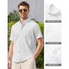 Alimens & Gentle Mens Linen Shirt Short Sleeve Casual Cotton Button Down Shirts Collared Summer Shirts(Light Grey)