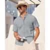 Alimens & Gentle Mens Linen Shirt Short Sleeve Casual Cotton Button Down Shirts Collared Summer Shirts(Lividity)