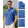 Alimens & Gentle Mens Linen Shirt Short Sleeve Casual Cotton Button Down Shirts Collared Summer Shirts(Royal Blue)