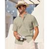 Alimens & Gentle Mens Linen Shirt Short Sleeve Casual Cotton Button Down Shirts Collared Summer Shirts(Sandy Beige)