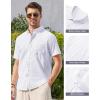 Alimens & Gentle Mens Linen Shirt Short Sleeve Casual Cotton Button Down Shirts Collared Summer Shirts(White)