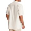 Alimens & Gentle Mens Linen Shirts Cotton Hawaiian Shirts Short Sleeve Button Down Shirts Casual Summer Beach Tops(A-creamy White)