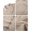 Alimens & Gentle Mens Linen Shirts Cotton Hawaiian Shirts Short Sleeve Button Down Shirts Casual Summer Beach Tops(Beige)