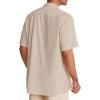 Alimens & Gentle Mens Linen Shirts Cotton Hawaiian Shirts Short Sleeve Button Down Shirts Casual Summer Beach Tops(Beige)