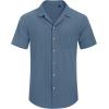 Alimens & Gentle Mens Linen Shirts Cotton Hawaiian Shirts Short Sleeve Button Down Shirts Casual Summer Beach Tops(Blue Wing Teal)