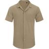 Alimens & Gentle Mens Linen Shirts Cotton Hawaiian Shirts Short Sleeve Button Down Shirts Casual Summer Beach Tops(Brown)