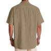 Alimens & Gentle Mens Linen Shirts Cotton Hawaiian Shirts Short Sleeve Button Down Shirts Casual Summer Beach Tops(Brown)