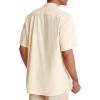 Alimens & Gentle Mens Linen Shirts Cotton Hawaiian Shirts Short Sleeve Button Down Shirts Casual Summer Beach Tops(Cloud Cream)