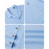 Alimens & Gentle Mens Linen Shirts Cotton Hawaiian Shirts Short Sleeve Button Down Shirts Casual Summer Beach Tops(Cool Blue)