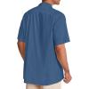 Alimens & Gentle Mens Linen Shirts Cotton Hawaiian Shirts Short Sleeve Button Down Shirts Casual Summer Beach Tops(Denim Blue)