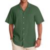 Alimens & Gentle Mens Linen Shirts Cotton Hawaiian Shirts Short Sleeve Button Down Shirts Casual Summer Beach Tops(Eden)