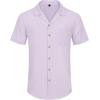 Alimens & Gentle Mens Linen Shirts Cotton Hawaiian Shirts Short Sleeve Button Down Shirts Casual Summer Beach Tops(Lilac)