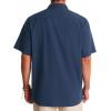 Alimens & Gentle Mens Linen Shirts Cotton Hawaiian Shirts Short Sleeve Button Down Shirts Casual Summer Beach Tops(Navy Blue)
