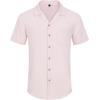 Alimens & Gentle Mens Linen Shirts Cotton Hawaiian Shirts Short Sleeve Button Down Shirts Casual Summer Beach Tops(Pale Pink)