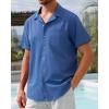 Alimens & Gentle Mens Linen Shirts Cotton Hawaiian Shirts Short Sleeve Button Down Shirts Casual Summer Beach Tops(Royal Blue)