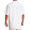 Alimens & Gentle Mens Linen Shirts Cotton Hawaiian Shirts Short Sleeve Button Down Shirts Casual Summer Beach Tops(White)