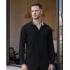 Alimens & Gentle Men’s Long Sleeve Shirts Casual Plaid Button Down Shirts for Men Dress Shirt(Black)