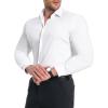 Alimens & Gentle Men’s Muscle Fit Dress Shirts Stretch Slim Fit Long Sleeve Button Down Shirts Business Formal Dress Shirts(All White)
