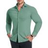 Alimens & Gentle Men’s Muscle Fit Dress Shirts Stretch Slim Fit Long Sleeve Button Down Shirts Business Formal Dress Shirts(Aqua Green)