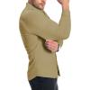 Alimens & Gentle Men’s Muscle Fit Dress Shirts Stretch Slim Fit Long Sleeve Button Down Shirts Business Formal Dress Shirts(Khaki)