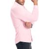 Alimens & Gentle Men’s Muscle Fit Dress Shirts Stretch Slim Fit Long Sleeve Button Down Shirts Business Formal Dress Shirts(Pink)