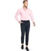 Alimens & Gentle Men’s Muscle Fit Dress Shirts Stretch Slim Fit Long Sleeve Button Down Shirts Business Formal Dress Shirts(Pink)