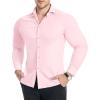 Alimens & Gentle Men’s Muscle Fit Dress Shirts Stretch Slim Fit Long Sleeve Button Down Shirts Business Formal Dress Shirts(Pink)