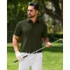 Alimens & Gentle Mens Polo Shirt Stretch Short Sleeve Dry Fit Golf Shirts Moisture Wicking Breathable Tops Daily Tennis Sport(Army Green)