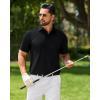 Alimens & Gentle Mens Polo Shirt Stretch Short Sleeve Dry Fit Golf Shirts Moisture Wicking Breathable Tops Daily Tennis Sport(Black)