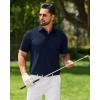 Alimens & Gentle Mens Polo Shirt Stretch Short Sleeve Dry Fit Golf Shirts Moisture Wicking Breathable Tops Daily Tennis Sport(Navy Blue)