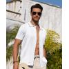 Alimens & Gentle Mens Shirts Casual Button Down Shirts Beach Vintage Knit Short Sleeve Polo Shirt for Men(04-white)