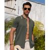 Alimens & Gentle Mens Shirts Casual Button Down Shirts Beach Vintage Knit Short Sleeve Polo Shirt for Men(10-green)