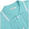 Alimens & Gentle Mens Shirts Casual Button Down Shirts Beach Vintage Knit Short Sleeve Polo Shirt for Men(13-ice Green)