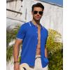 Alimens & Gentle Mens Shirts Casual Button Down Shirts Beach Vintage Knit Short Sleeve Polo Shirt for Men(16-royal Blue)
