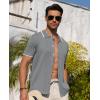 Alimens & Gentle Mens Shirts Casual Button Down Shirts Beach Vintage Knit Short Sleeve Polo Shirt for Men(19-grey)