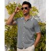 Alimens & Gentle Mens Shirts Casual Button Down Shirts Beach Vintage Knit Short Sleeve Polo Shirt for Men(19-grey)