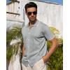 Alimens & Gentle Mens Shirts Casual Button Down Shirts Beach Vintage Knit Short Sleeve Polo Shirt for Men(20-light Grey)