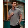 Alimens & Gentle Men’s Short Sleeve Dress Shirts Stretch Regular Fit Shirt Casual Button Down Business Shirts Dark Grey