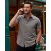 Alimens & Gentle Men’s Short Sleeve Dress Shirts Stretch Regular Fit Shirt Casual Button Down Business Shirts Dark Grey