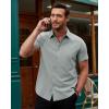 Alimens & Gentle Men’s Short Sleeve Dress Shirts Stretch Regular Fit Shirt Casual Button Down Business Shirts(Light Grey)