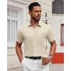 Alimens & Gentle Men’s Short Sleeve Dress Shirts Wrinkle Free Untucked Casual Button Down Shirt(Apricot)