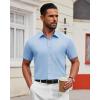 Alimens & Gentle Men’s Short Sleeve Dress Shirts Wrinkle Free Untucked Casual Button Down Shirt(Light Blue)