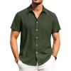 Alimens & Gentle Summer Beach Linen Shirts for Men Casual Vacation Lightweight Button Down Shirt
