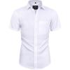 Alimens & Gentle Boy’s Short Sleeve Dress Shirts Wrinkle Free Solid Casual Button Down Shirts with Pocket(White)